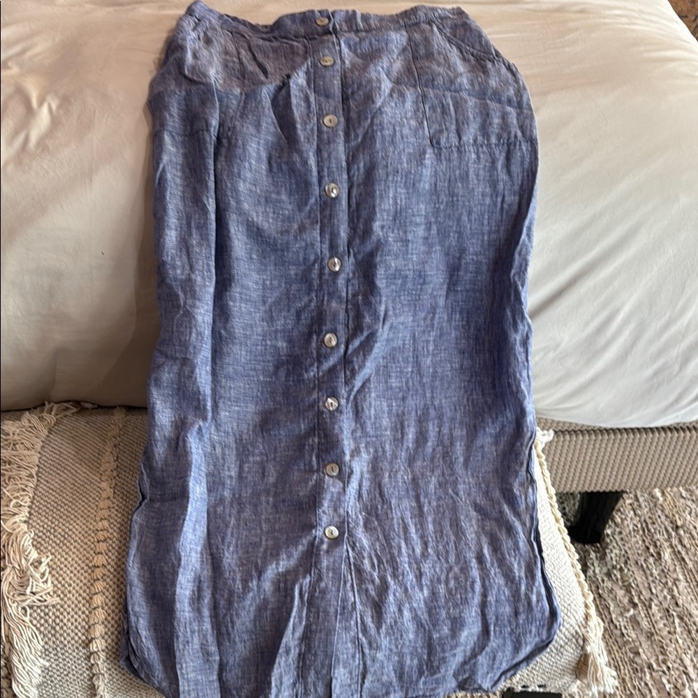 Artisan Blue Midi Maxi Pencil Skirt for Casual Resort Wear, pockets